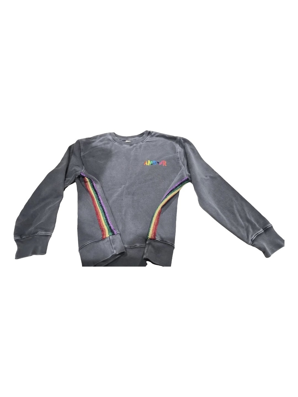 Zadig & Voltaire Kids Gray Sweatshirt with Rainbow Side Stripes